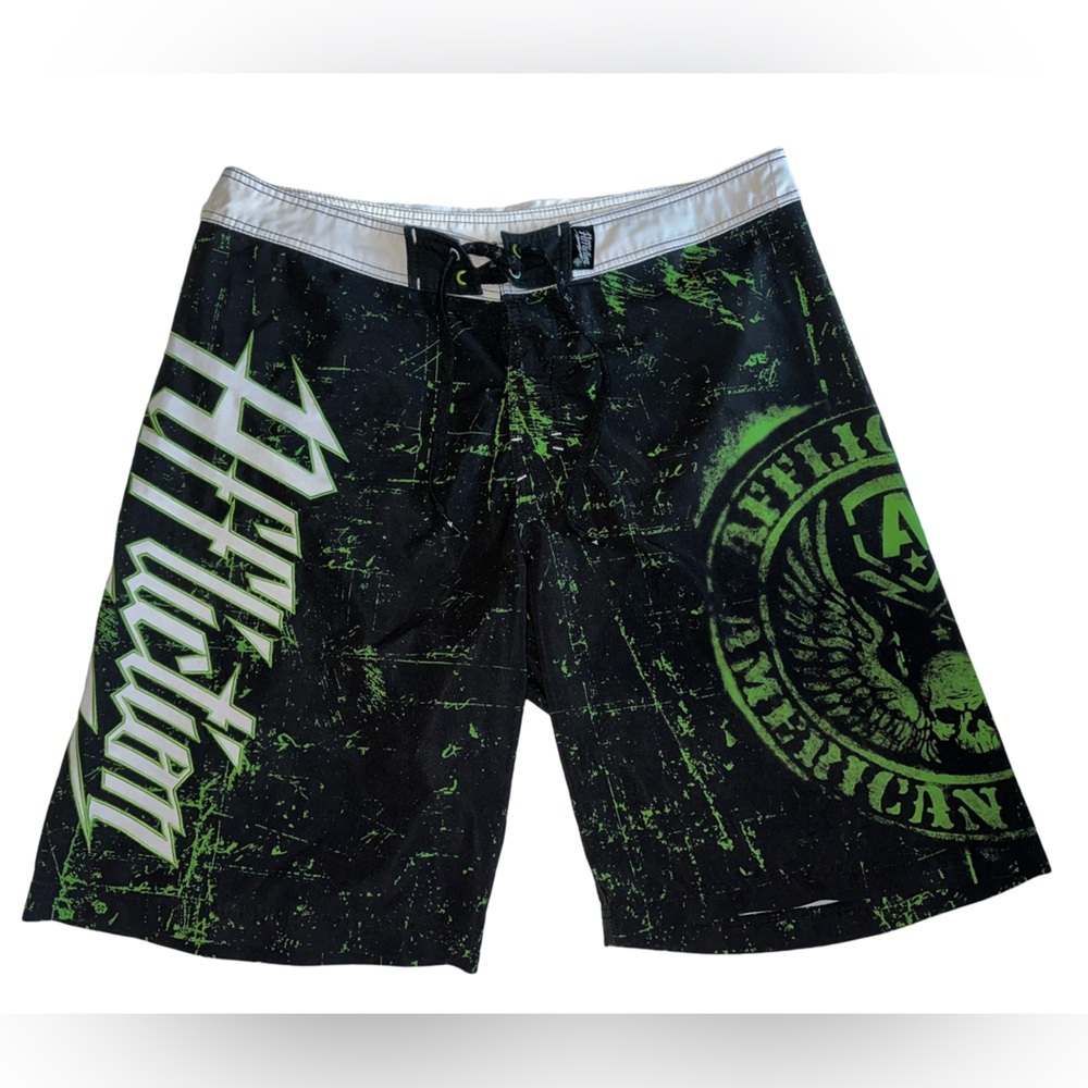 Affliction Men's Swim Shorts - Black and Green